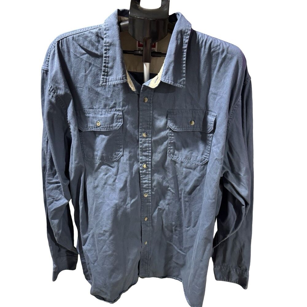 Set Of 2 Wrangler Premium Quality Shirt Adult 3XL Blue Pockets Button Up Cotton - Picture 6 of 12